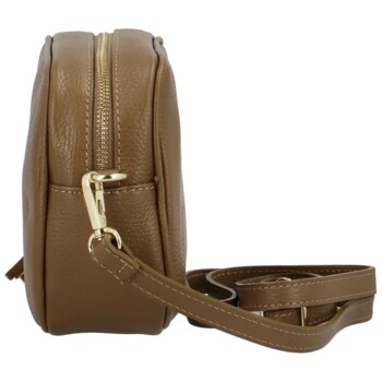Dámská kožená crossbody kabelka pískově hnědá -  ItalY Kriane G