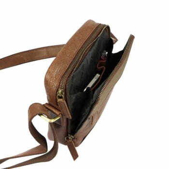 Pánská kožená crossbody taška koňaková - Pierre Cardin Farenn