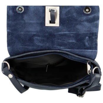 Dámská kožená crossbody kabelka tmavě modrá - ItalY Porta