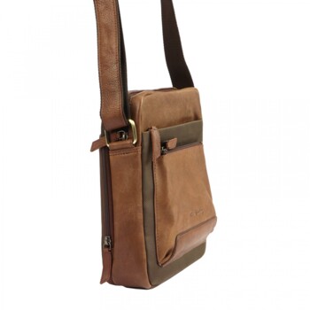 Pánská kožená crossbody taška camel - Pierre Cardin Izarr