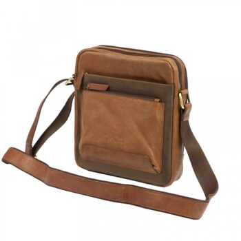 Pánská kožená crossbody taška camel - Pierre Cardin Izarr