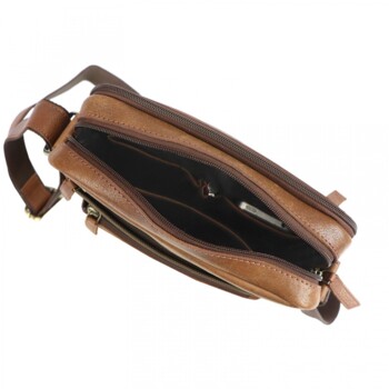 Pánská kožená crossbody taška camel - Pierre Cardin Izarr