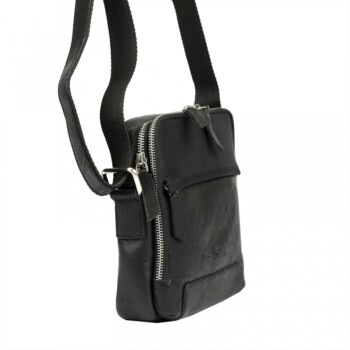 Pánská kožená crossbody taška černá - Pierre Cardin Farenn