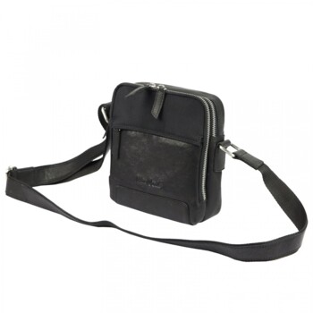 Pánská kožená crossbody taška černá - Pierre Cardin Farenn