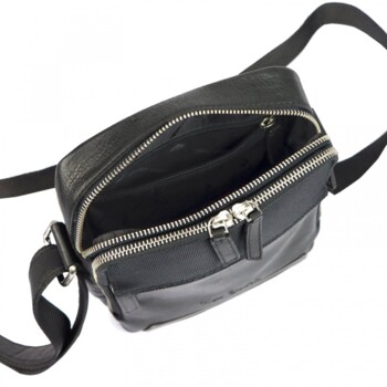 Pánská kožená crossbody taška černá - Pierre Cardin Farenn