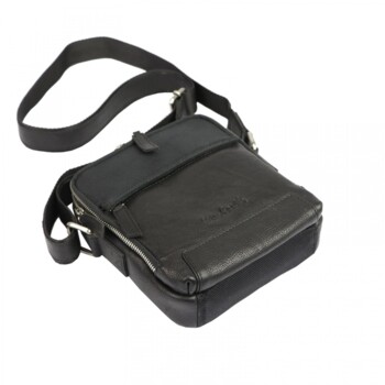 Pánská kožená crossbody taška černá - Pierre Cardin Farenn