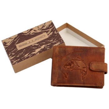 Pánská kožená peněženka camel - Bellugio Yeryss Ryba