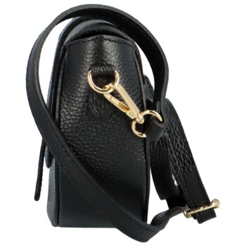 Dámská kožená crossbody kabelka černá - Delami Vera Pelle Daisy