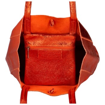 Dámská kožená kabelka oranžová - Delami Vera Pelle Ernesta