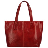 Dámská kožená kabelka na rameno červená - Delami Equina