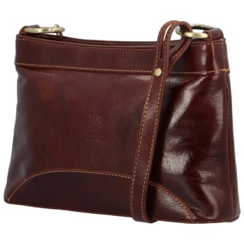 Dámská kožená crossbody kabelka hnědá - Delami Orienty