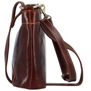 Dámská kožená crossbody kabelka hnědá - Delami Orienty
