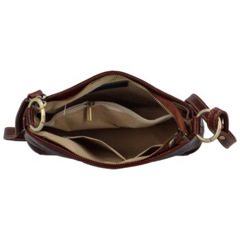Dámská kožená crossbody kabelka hnědá - Delami Orienty