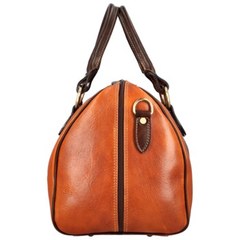 Cestovní kožená taška koňakovo/hnědá - Delami Vera Pelle Petrit