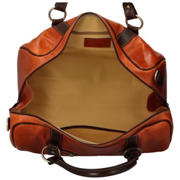 Cestovní kožená taška koňakovo/hnědá - Delami Vera Pelle Petrit