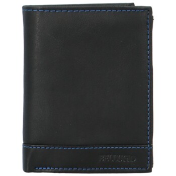 Pánská kožená peněženka černo/modrá - Bellugio Eddie