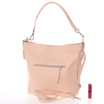 Módní dámská kožená kabelka světle růžová - ItalY Margareta