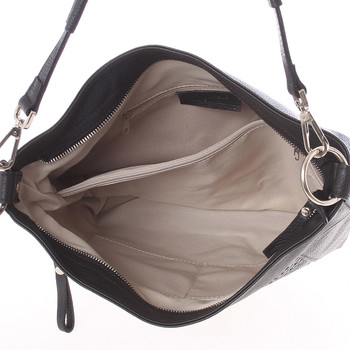 Módní dámská kožená kabelka černá se vzorem - ItalY Margareta
