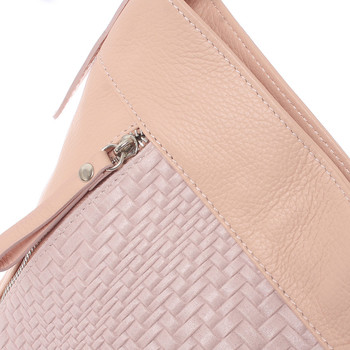 Módní dámská kožená kabelka světle růžová se vzorem - ItalY Margareta
