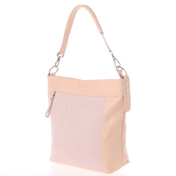 Módní dámská kožená kabelka světle růžová se vzorem - ItalY Margareta