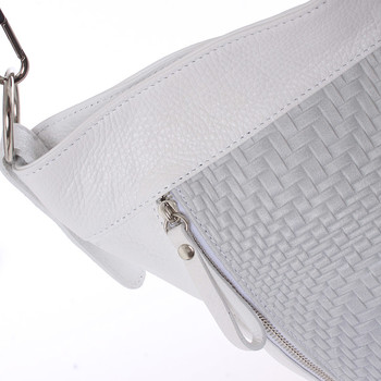 Módní dámská kožená kabelka bílá se vzorem - ItalY Margareta