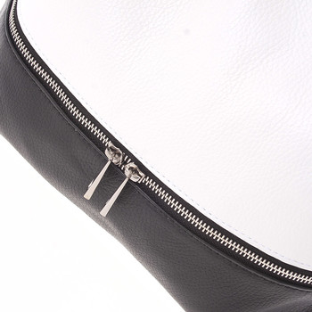 Dámská kožená kabelka přes rameno bílo černá - ItalY Miriam
