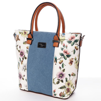 Dámská kabelka s květinovým vzorem bílá - David Jones Ember