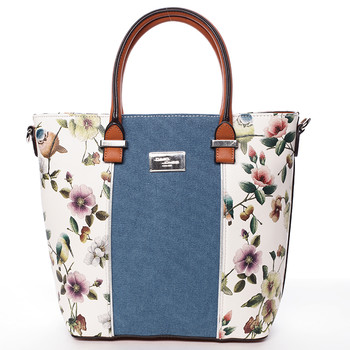 Dámská kabelka s květinovým vzorem bílá - David Jones Ember