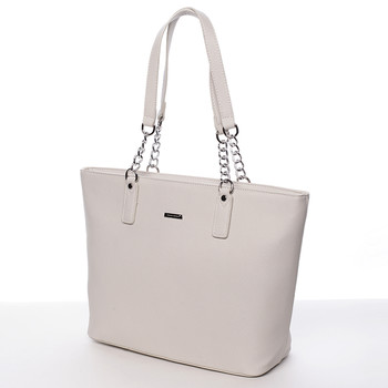 Elegantní saffianová krémově šedá kabelka přes rameno - David Jones Audrina