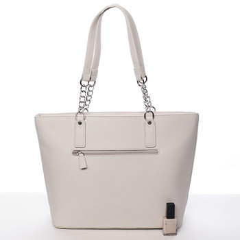 Elegantní saffianová krémově šedá kabelka přes rameno - David Jones Audrina