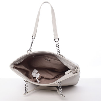 Elegantní saffianová krémově šedá kabelka přes rameno - David Jones Audrina