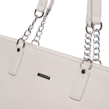 Elegantní saffianová krémově šedá kabelka přes rameno - David Jones Audrina