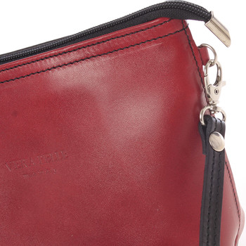 Dámská kožená crossbody kabelka červeno černá - ItalY Garnet