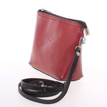 Dámská kožená crossbody kabelka červeno černá - ItalY Garnet