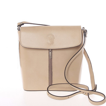 Dámská kožená crossbody kabelka světlá taupe - ItalY Marketa