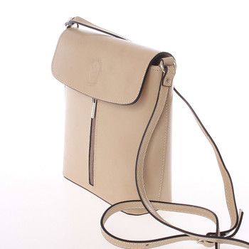 Dámská kožená crossbody kabelka světlá taupe - ItalY Marketa