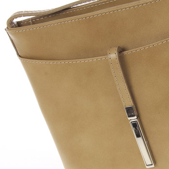 Dámská kožená crossbody kabelka taupe - ItalY Aneta