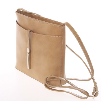 Dámská kožená crossbody kabelka taupe - ItalY Aneta