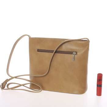 Dámská kožená crossbody kabelka taupe - ItalY Aneta