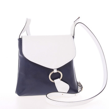 Dámská kožená crossbody kabelka modro bílá - ItalY Saffie