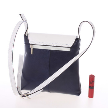 Dámská kožená crossbody kabelka modro bílá - ItalY Saffie