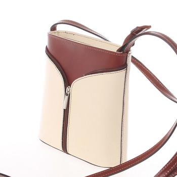 Dámská kožená crossbody kabelka béžovo hnědá - ItalY Hallie