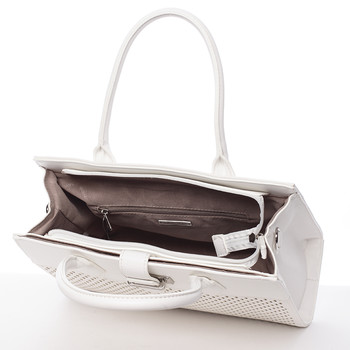 Luxusní a elegantní bílá perforovaná kabelka - David Jones Narella