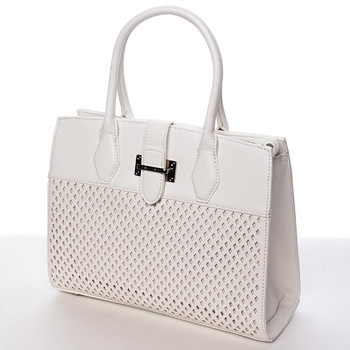 Luxusní a elegantní bílá perforovaná kabelka - David Jones Narella