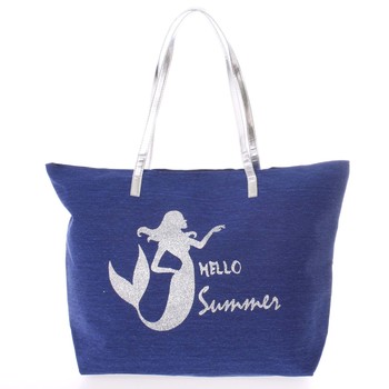 Plážová taška Hello Summer tmavě modrá - Delami Mermaid
