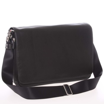 Velká pánska kožená taška přes rameno černá - Gerard Henon Mentor