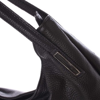Dámská kožená měkká kabelka přes rameno černá - ItalY Nellis