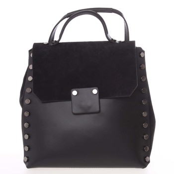 Unikátní černý dámský kožený batoh/kabelka - ItalY Nicoletta