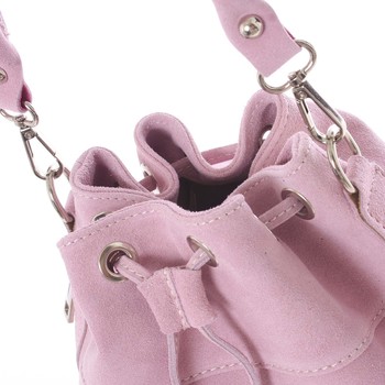 Světle růžová semišová dámská kabelka do ruky - ItalY Neried