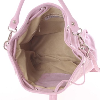 Světle růžová semišová dámská kabelka do ruky - ItalY Neried